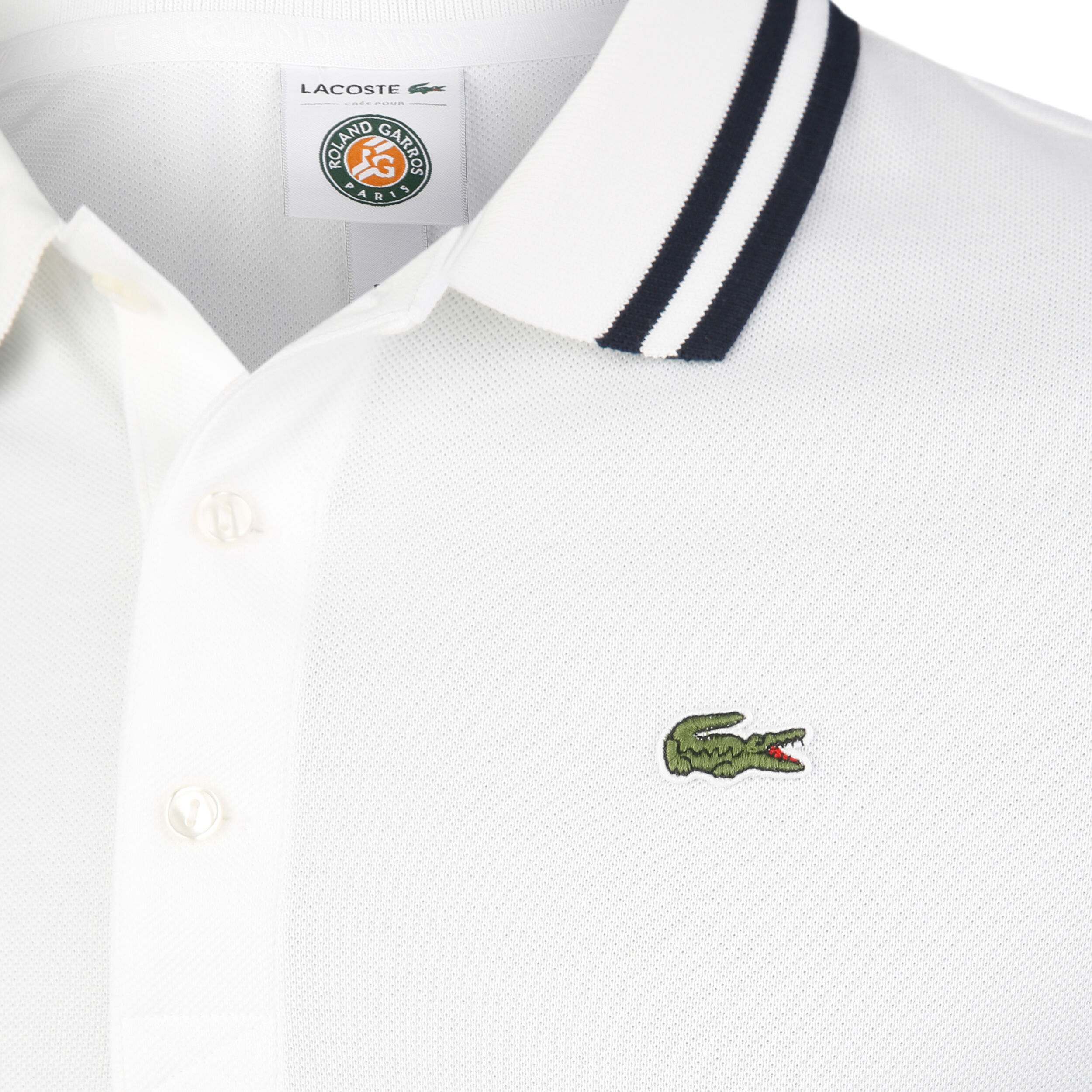 Buy Lacoste Roland Garros Polo Men White Blue online Tennis