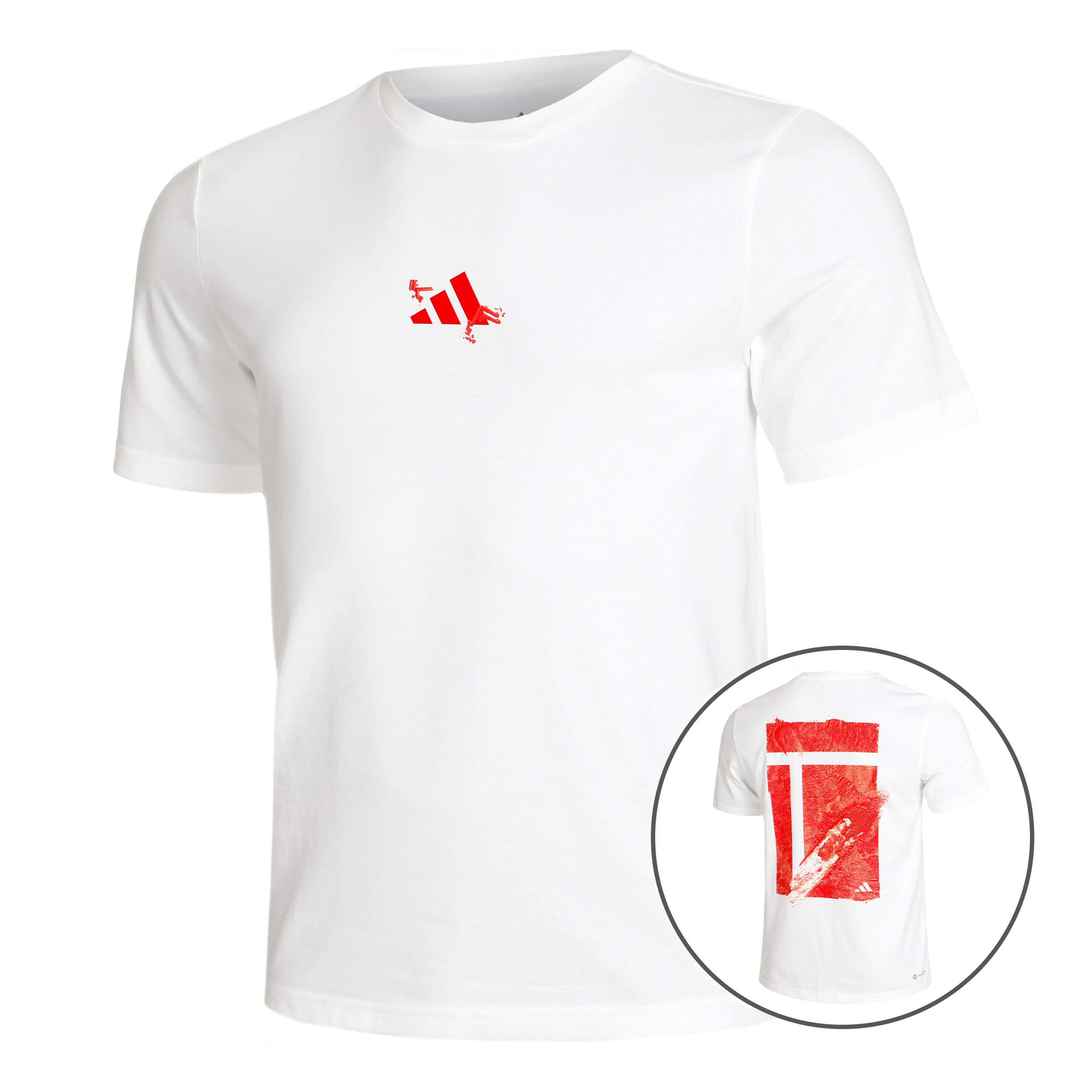 White and red adidas t shirt online