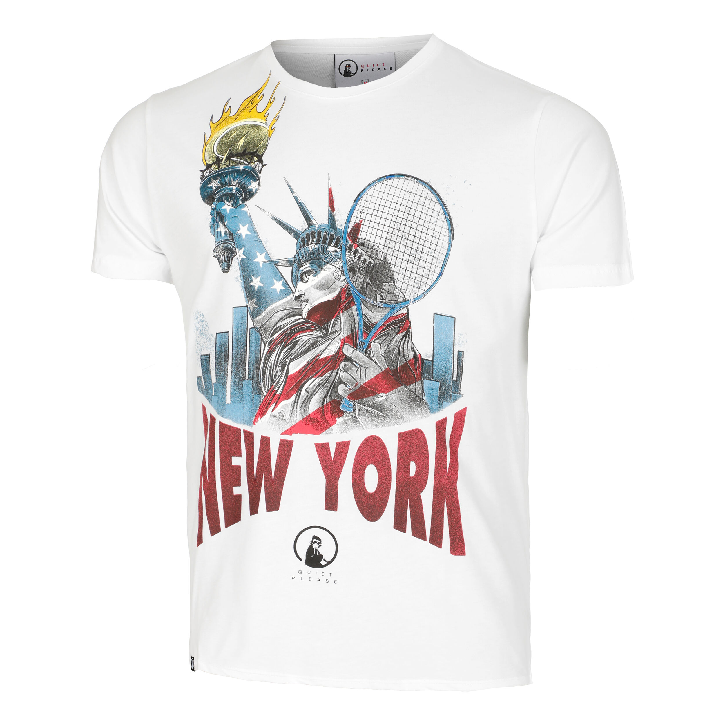 Buy Quiet Please NY Liberty T Shirt Men White Multicoloured