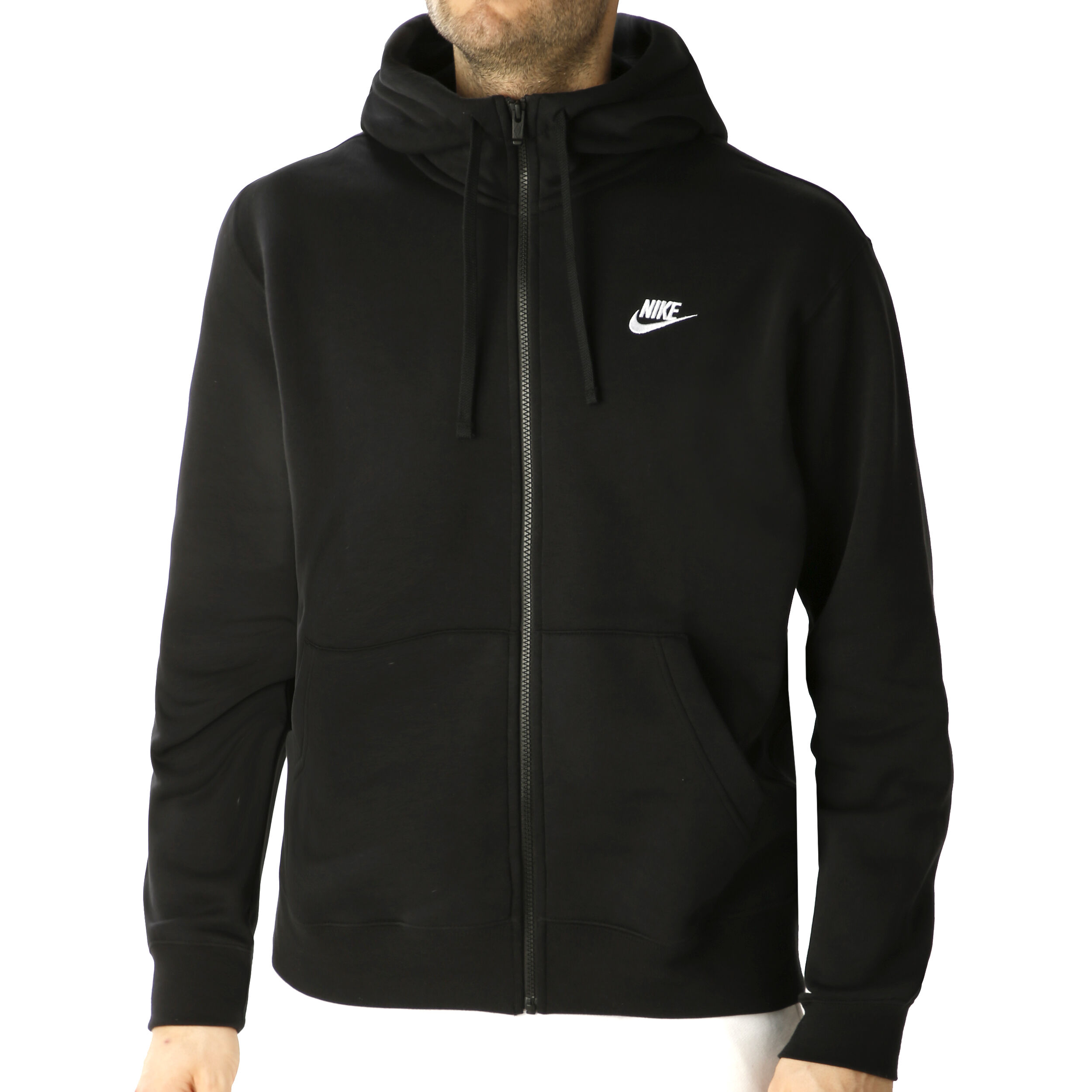 Buy Nike Sportswear Club Zip Hoodie Men Black White online Tennis Point COM