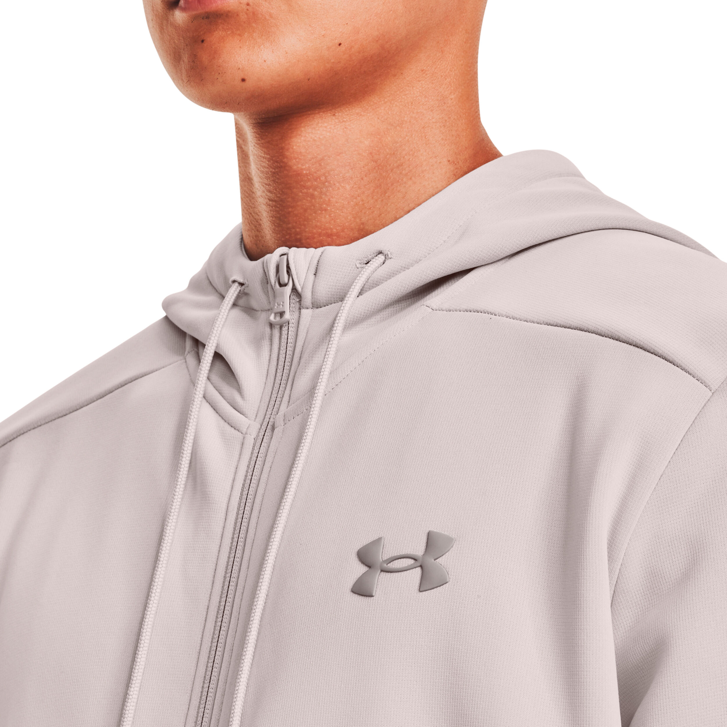 Fleece Zip Hoodie Men Grey