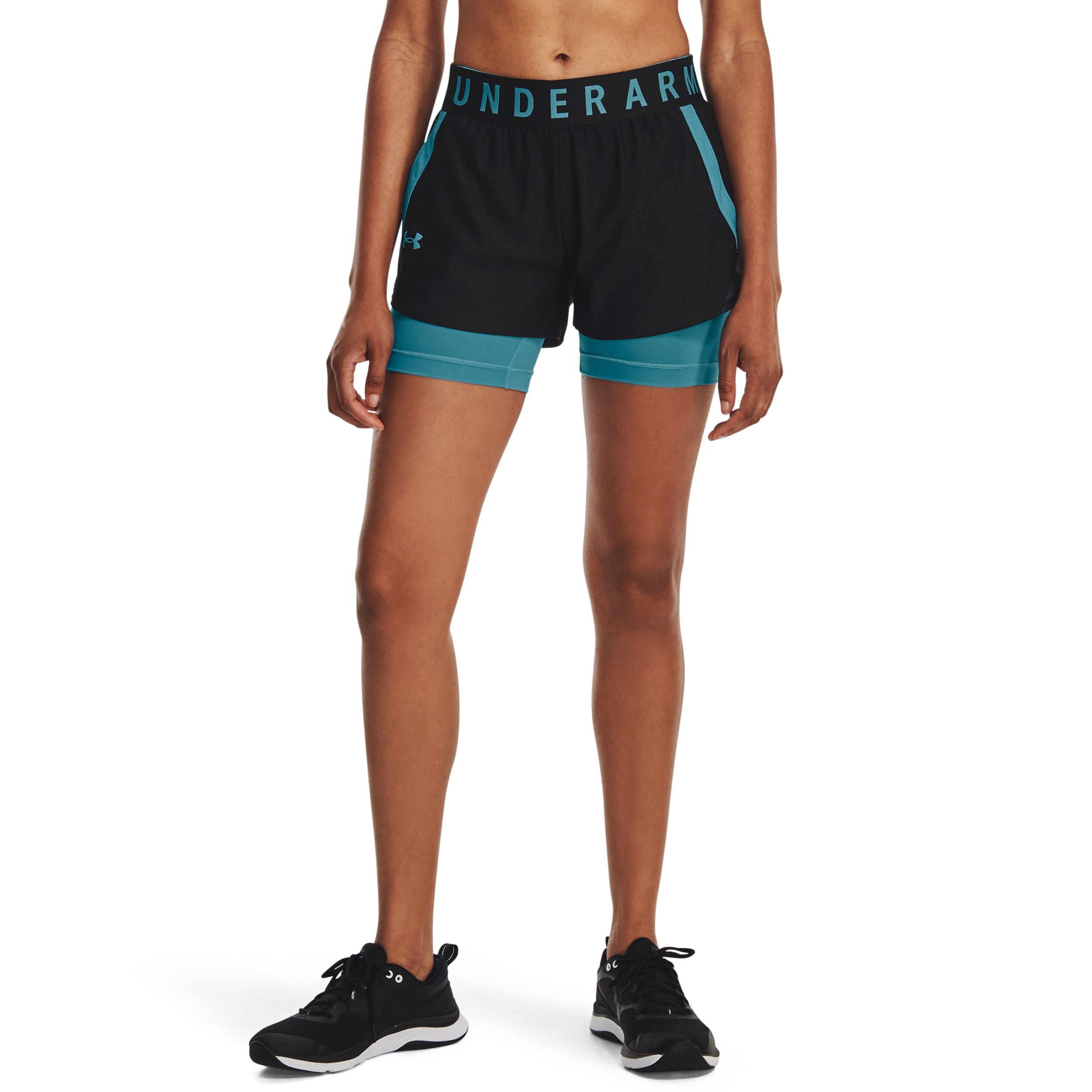 Play Up 2in1 Shorts Women Black Turquoise