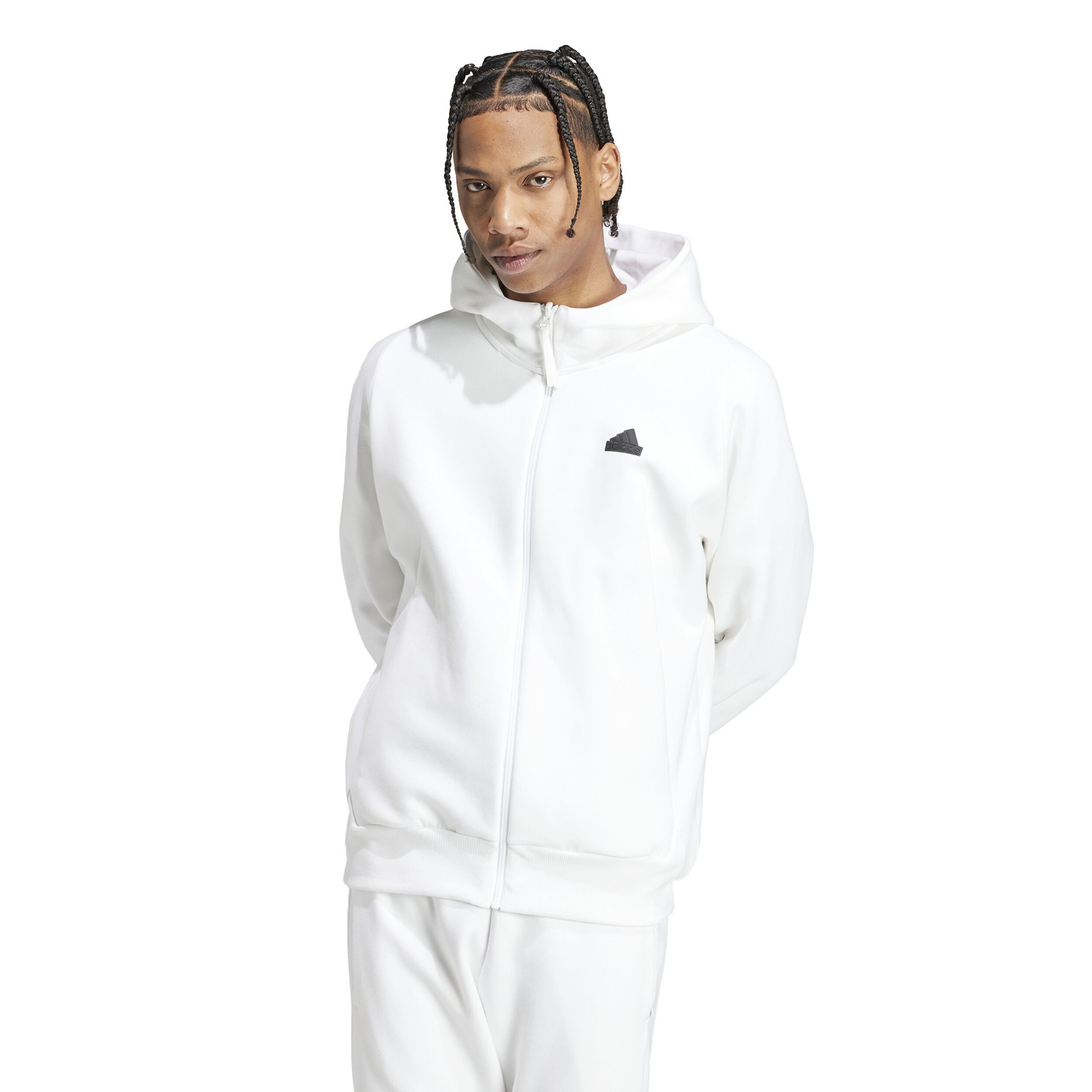 Zone Printed Full Zip Hoodie Men White