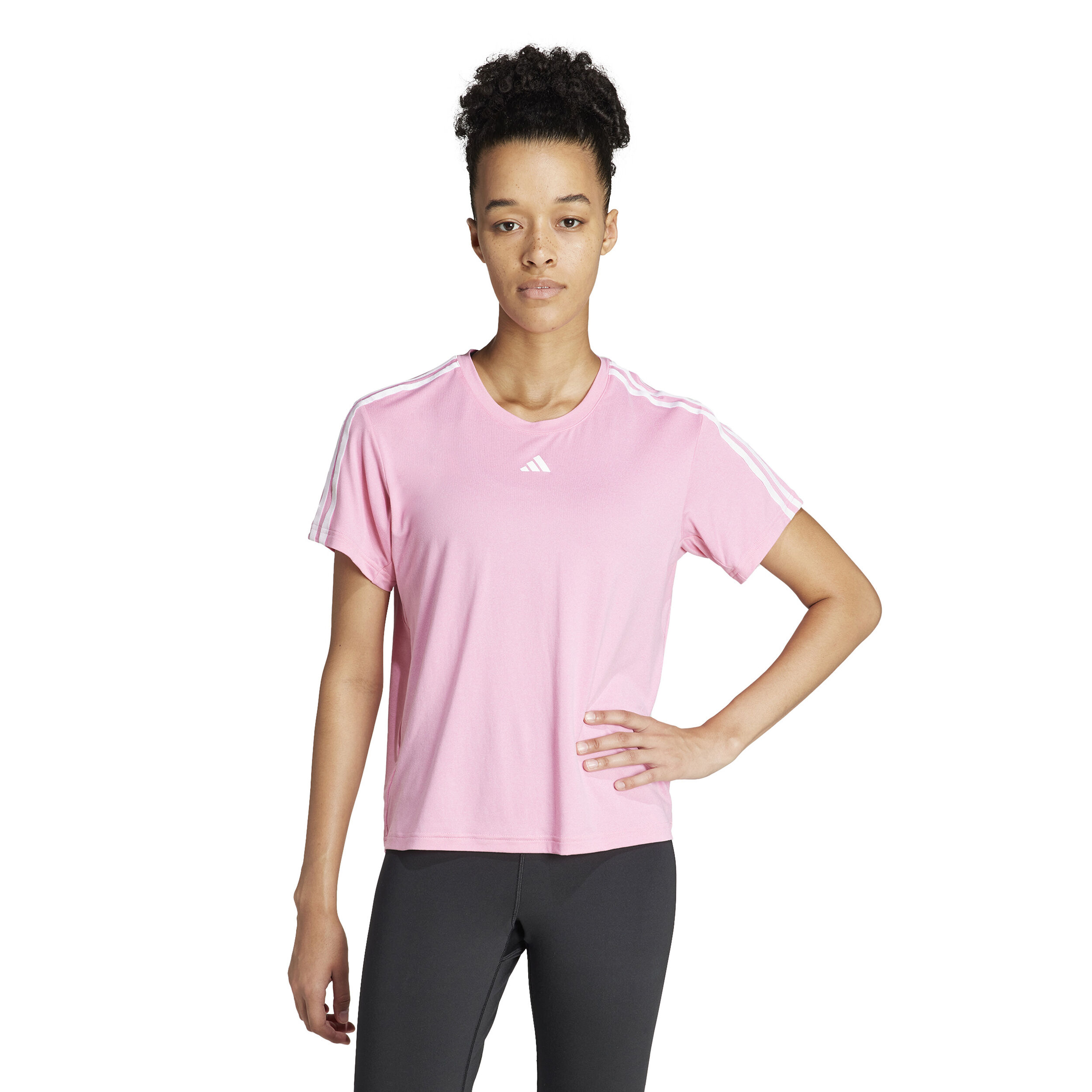 Adidas 3 new arrivals stripes tee pink