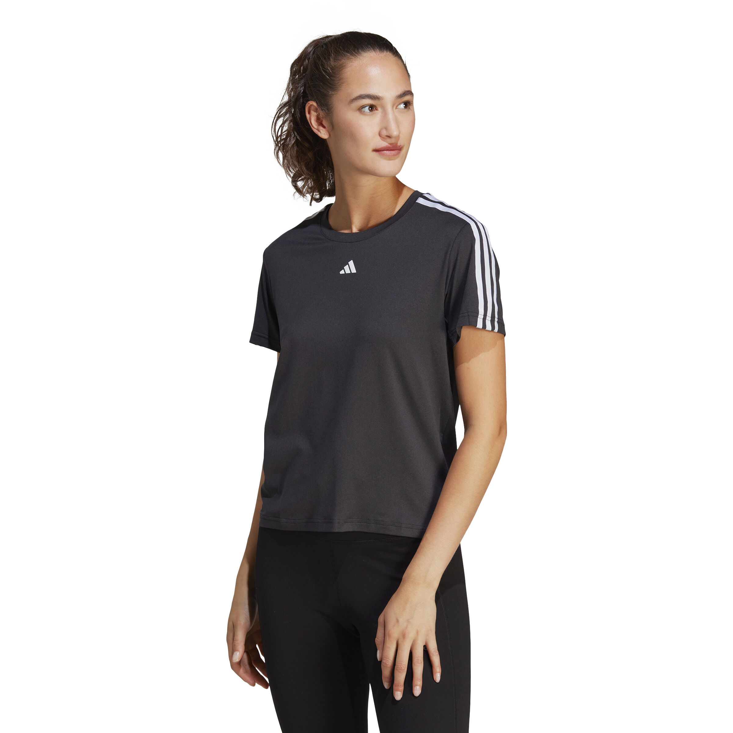 売れ筋商品|||アディダス Tシャツ レディース トップス TRAIN ESSENTIALS 3STRIPES WORKOUT - Sports T-shirt - black/white Buy adidas Training Essential 3Stripes T-Shirt Women Black