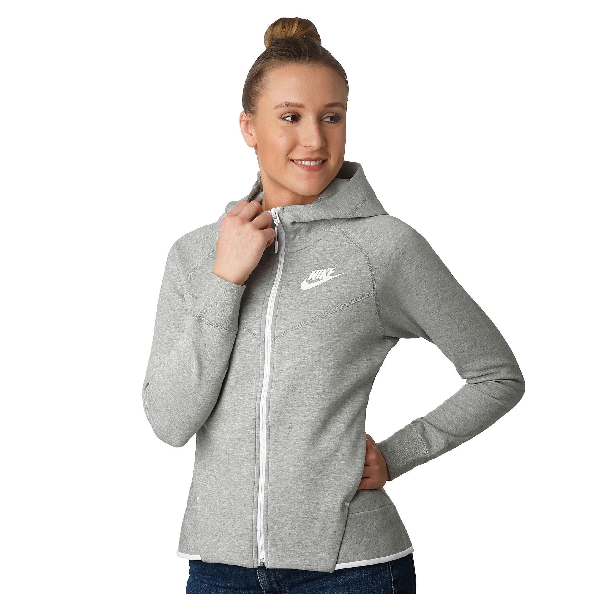 verontreiniging Lang seinpaal buy Nike Sportswear Tech Fleece Zip Hoodie Women - Grey, White online |  Tennis-Point