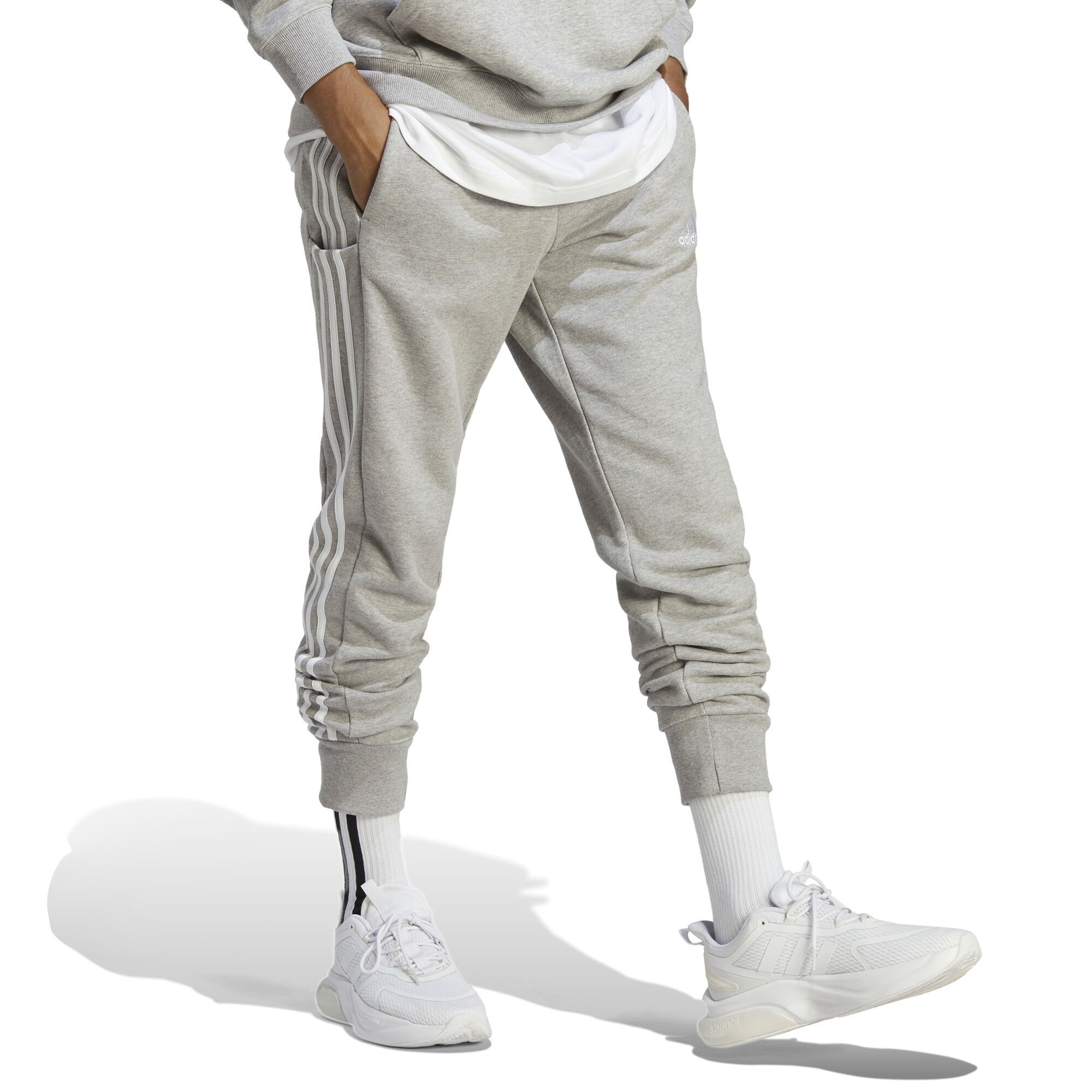 Buy adidas Light Grey Sportswear Essentials Fleece Regular Tapered Joggers  from Next Luxembourg