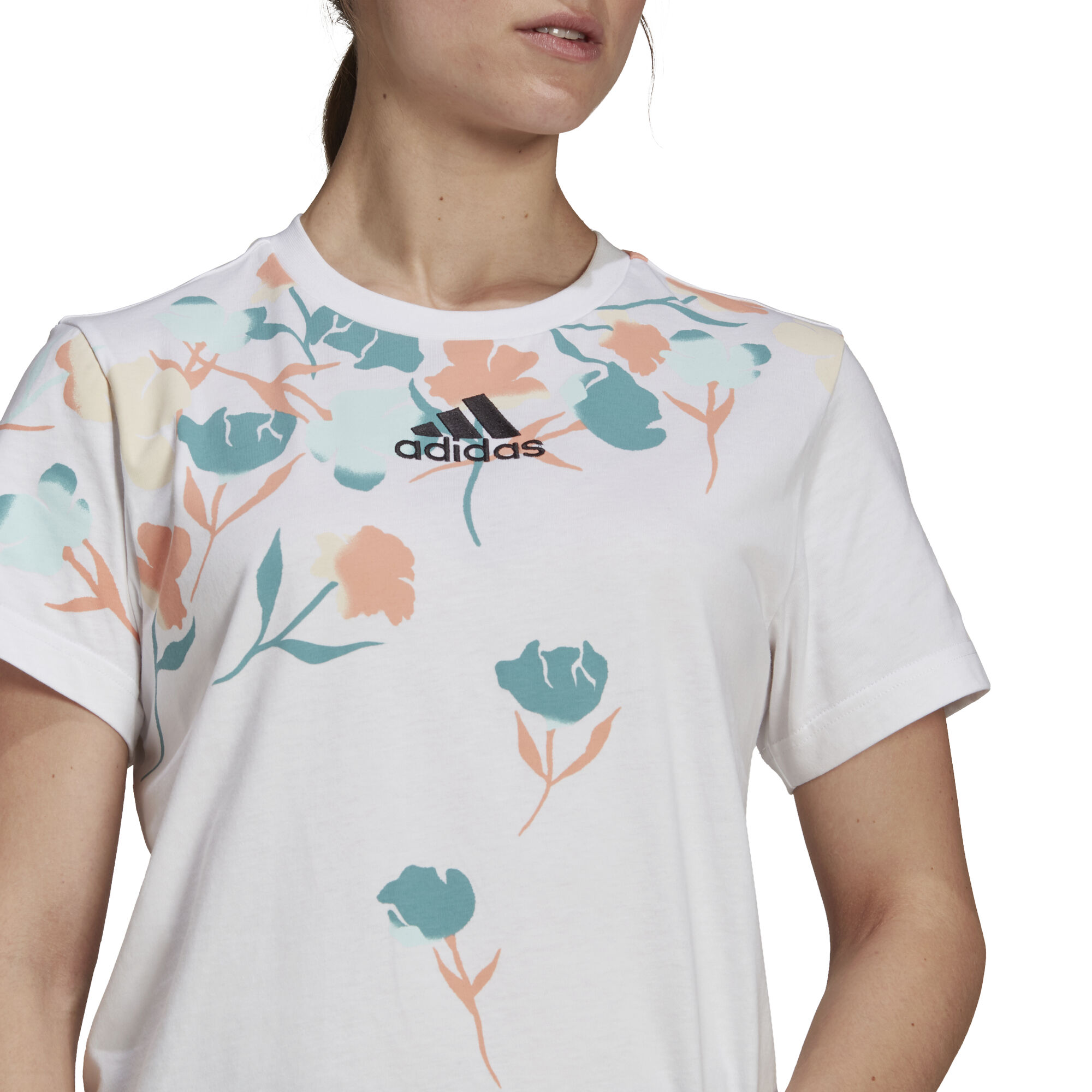 Adidas floral t shirt womens sale