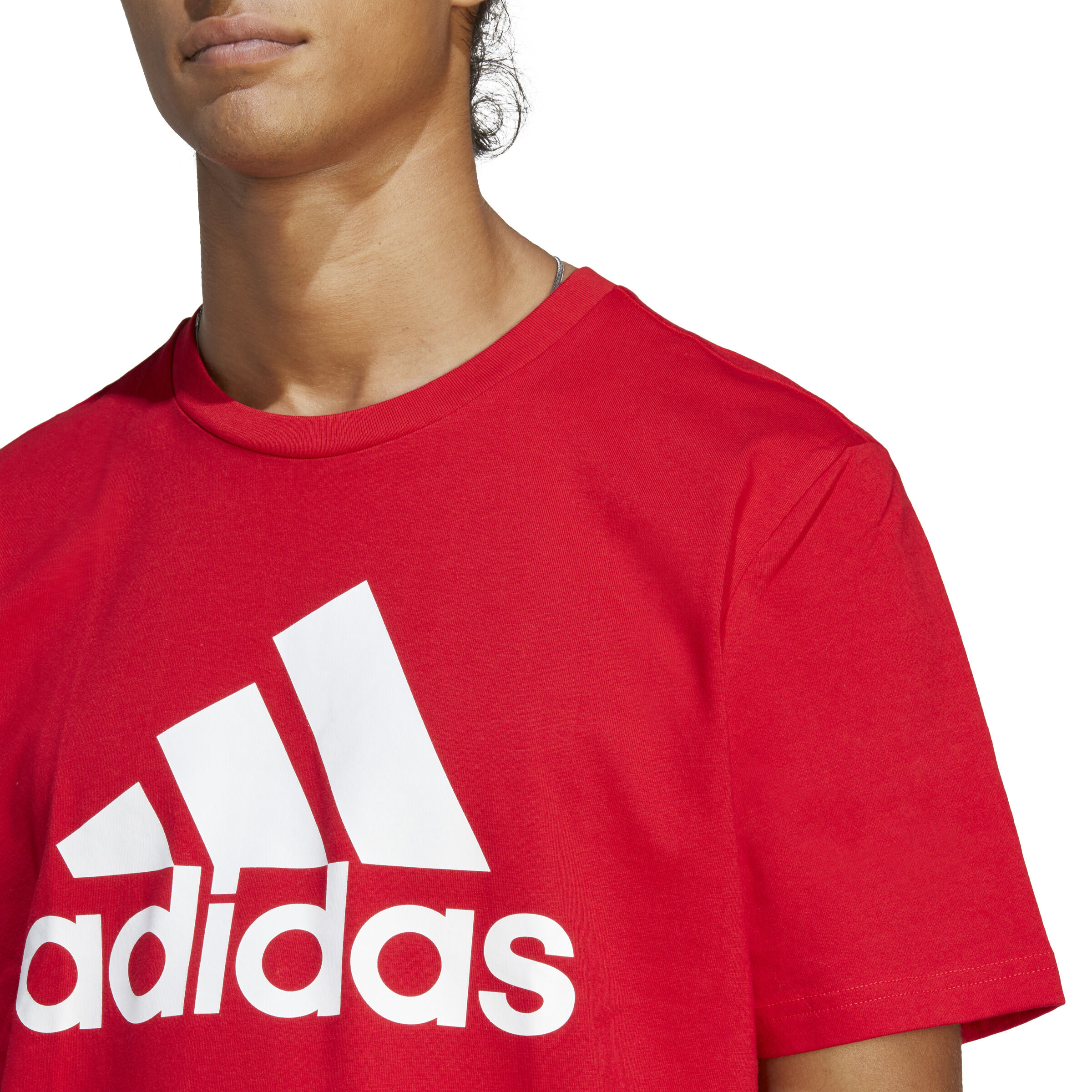 Essentials Single Jersey Big Logo T Shirt Men Red White