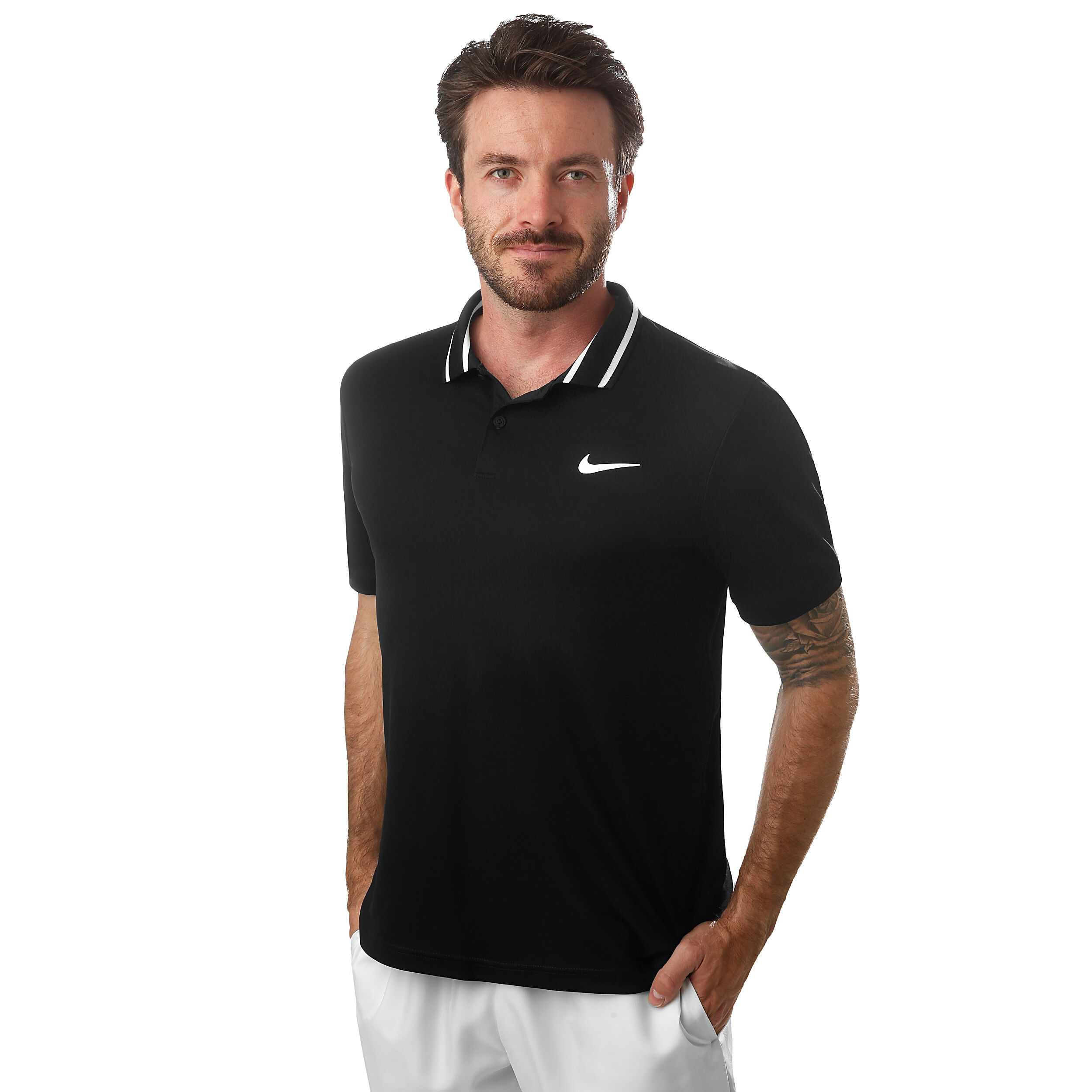 Court Dri Fit Polo Men Black White