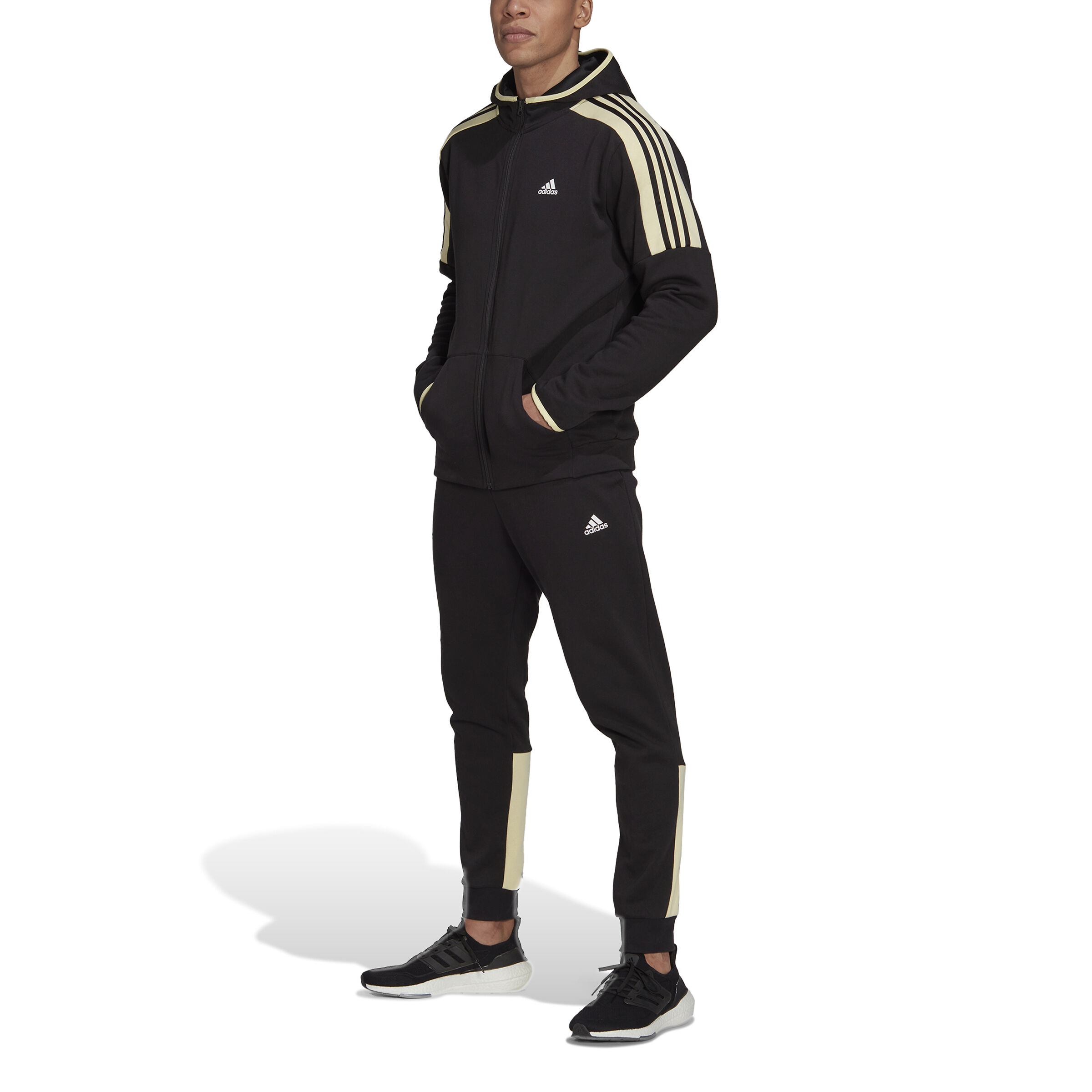 Black and gold adidas tracksuit mens sale